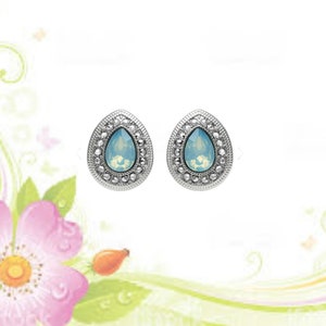 Synthetic Aquamarine teardrop earrings, Vintage silver blue earrings, Blue crystal earrings, Blue Crystal Bridal earrings, Wedding earrings