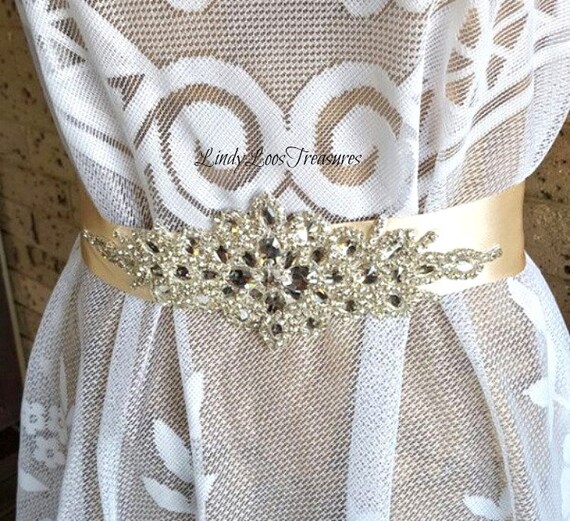 Beaded Rhinestone Wedding Belt, Bridal Belt, Bridal Sash  display picture 2