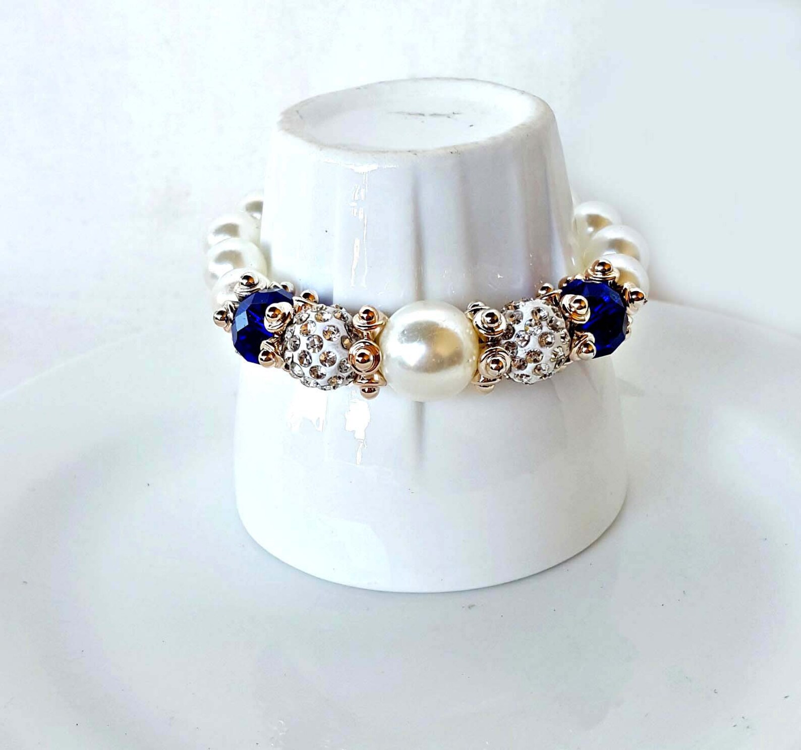 Stretch Pearl and Crystal Bracelet Stretch Pearl Bracelet Etsy