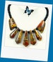 Natural SEDIMENT JASPER and Picasso Agate Necklace, JASPER & Picasso Agate Bib Necklace, Agate Bib Necklace, Handmade 