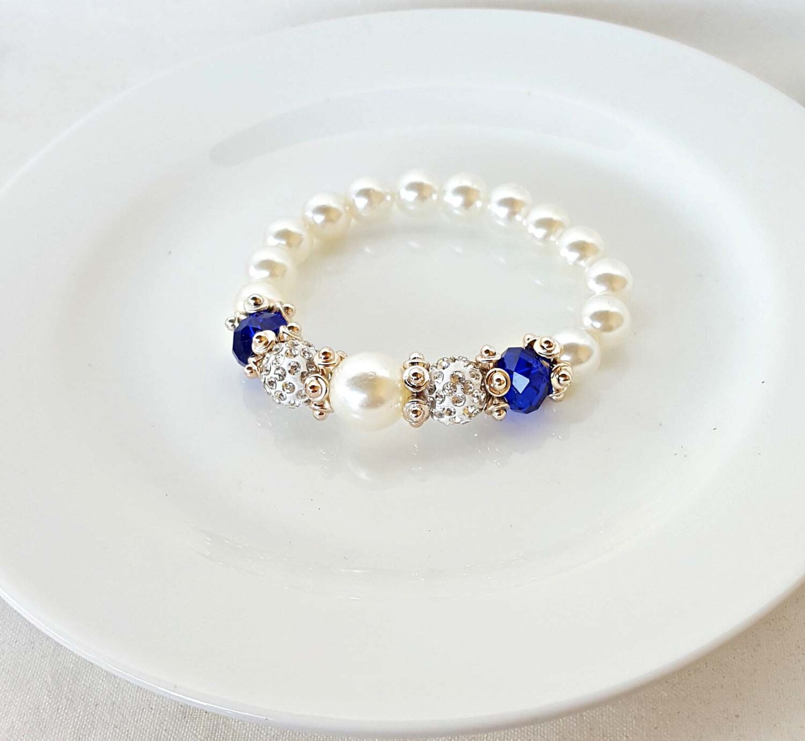 Stretch Pearl and Crystal Bracelet Stretch Pearl Bracelet Etsy