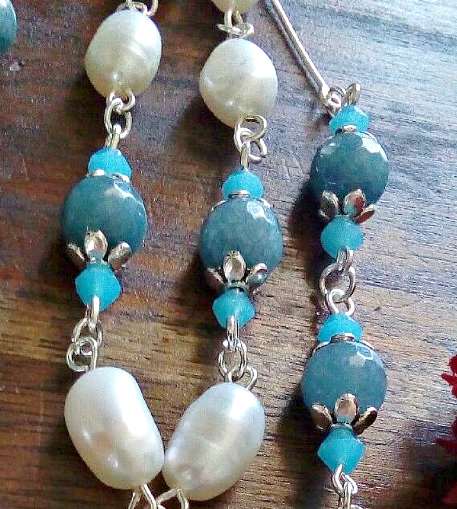 Aquamarine and Fresh Water Pearl Necklace Natural Stone - Etsy