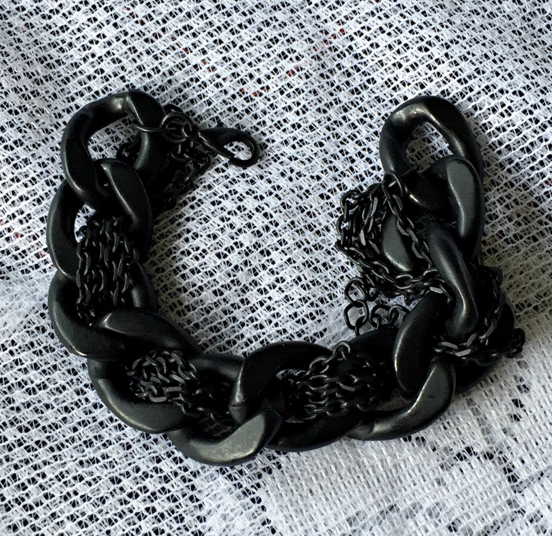 Mens Very Chunky and Heavy Black Curb Chain Bracelet Intertwined chains Gifts for men Fathers Day Gift Solid Black Curb Chain Bracelet