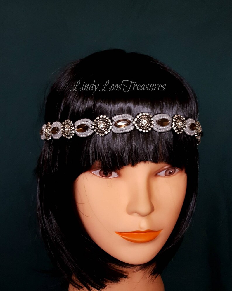 Women Beaded Retro Gatsby Art Deco Hair Band Crystal Etsy