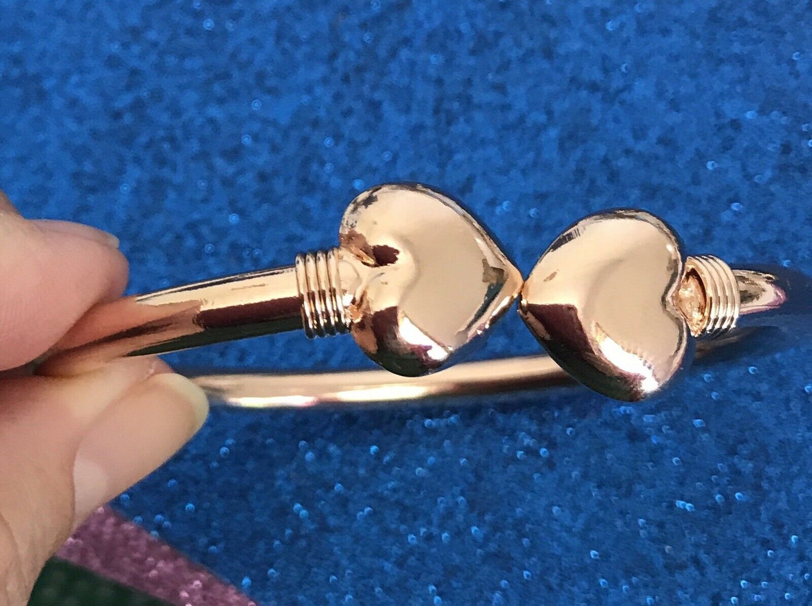 Rose Gold Heart Cuff Bangle Rose Gold Double Love Heart Etsy Australia