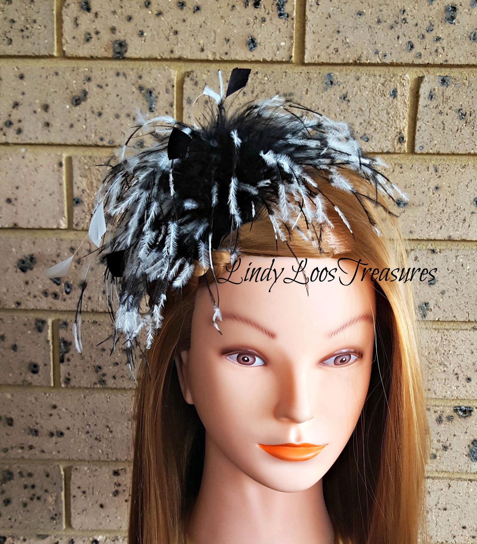 Black and White Feather Fascinator Hat Great Gatsby Racing Etsy