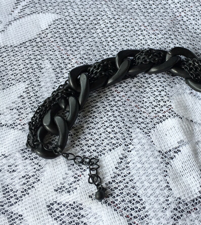 Mens Very Chunky and Heavy Black Curb Chain Bracelet Intertwined chains Gifts for men Fathers Day Gift Solid Black Curb Chain Bracelet