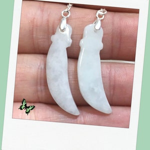 Zertifizierte natürliche A blassgrüne Jadeit Jade Ohrringe, 100% natürlicher A grüner Jadeit, handgeschnitzte Ohrringe S925 Silber, Jade Ohrringe