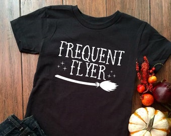 Frequent Flyer Women Tshirt, Halloween Shirt, Graphic T Shirt, Pumpkin, Funny Graphic, Halloween Shirt, Halloween Costume Women Gift for Her