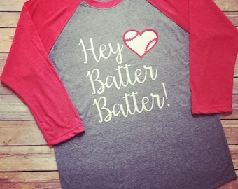 Baseball mom shirts / baseball shirt / hey batter batter / heart baseball / baseball raglan mom / baseball love raglan / tball mom /baseball