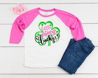 Little Miss Lucky St Patricks Day Shirt / St Patricks Day Girl / St Pattys Shirt / Clover / Lucky T Shirt / Girls Shirt / Cute Girl Shirt