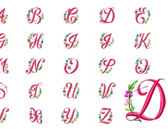 Floral Font Machine Embroidery Designs, Floral Alphabet, Monogram Embroidery, Decorative Alphabet, Flower Letters, INSTANT DOWNLOAD