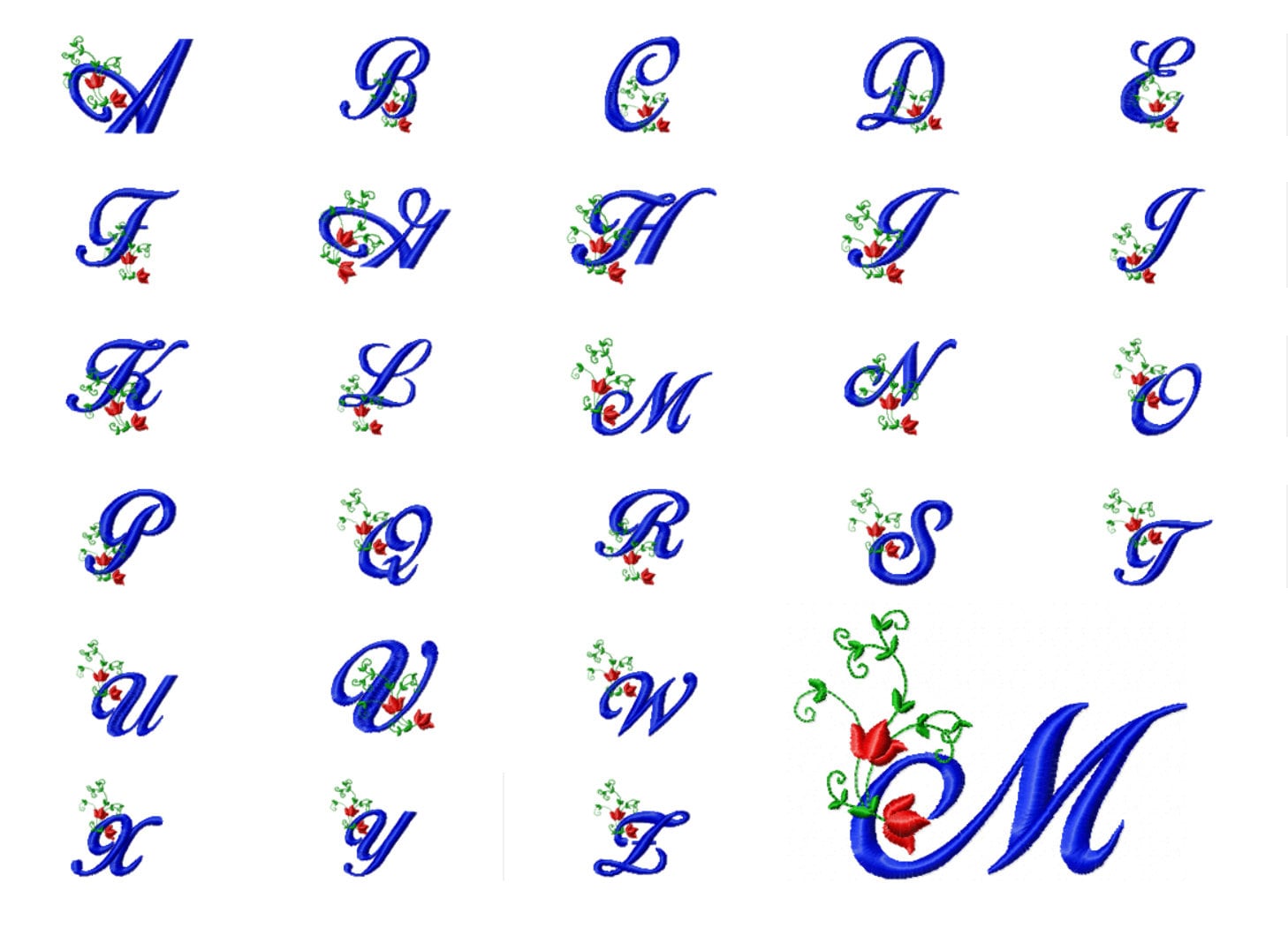 Floral alphabet machine embroidery designs monogram  etsy