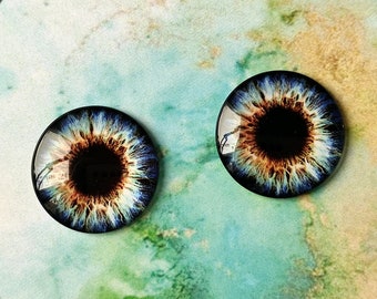 B-06 ONE Pair BLUE eye chips for Blythe, Thin Glass Blythe Doll Eyechips