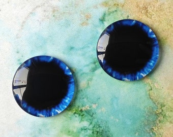 B-63 ONE Pair BLUE eye chips for Blythe, Thin Glass Blythe Doll Eyechips (big pupil)
