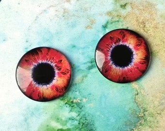 RED-04 Halloween ONE Pair RED eye chips for Blythe, Thin Glass Doll Eyechips Creepy eye chips