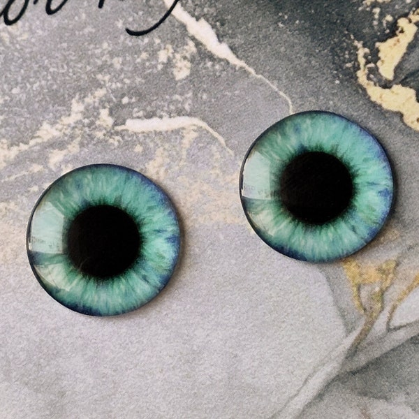 E4-05 ONE Pair TURQUOISE eye chips for Blythe, Thin Glass Blythe Doll Eyechips