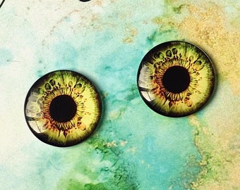 G-02 ONE Pair GREEN eye chips for Blythe, Thin Glass Blythe Doll Eyechips