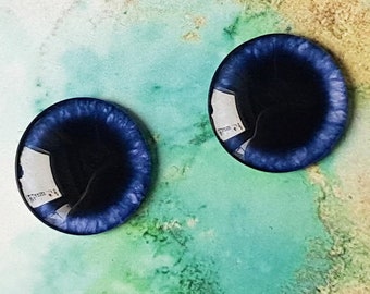 B-62 ONE Pair BLUE eye chips for Blythe, Thin Glass Blythe Doll Eyechips (big pupil)