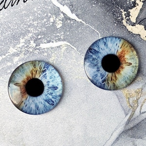 GH-01 ONE Pair blue brown heterochromia eye chips for Blythe Doll Eyechips