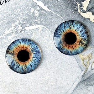 B-15 ONE Pair BLUE eye chips for Blythe, Thin Glass Blythe Doll Eyechips