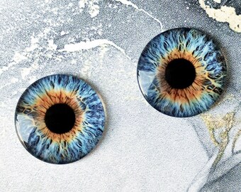 B-15 ONE Pair BLUE eye chips for Blythe, Thin Glass Blythe Doll Eyechips