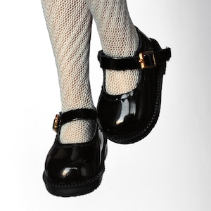 T04 3,2 cm CZARNE buty dla lalki Blythe, buty dla lalki Blythe niskie ob24 ob22 Buty dla lalki Obitsu Monst, buty Mary Jane dla Blyth azone
