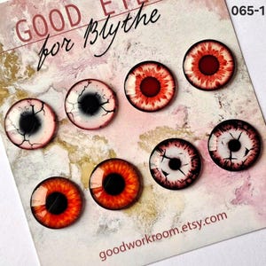 065 One pair or Four Pairs RED WHITE eye chips for Blythe Thin Glass Blythe Doll Eyechips Eyes Set Halloween Vampire Creature creepy eyes