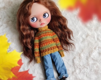 Lindo conjunto de ropa AMARILLO para muñeca Blythe, Conjunto de suéter, jeans, calcetines y zapatillas para muñeca, ropa para Blyth ob24 ob22 Conjunto de muñeca Azone