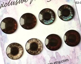 E2-01 ONE pair or FOUR pairs dark and brown eye chips for Blythe Thin Glass Neo Blythe doll eyechips Eyes set