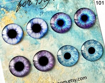 101 ONE pair or FOUR pairs purple blue eye chips for Blythe Thin Glass Neo Blythe boll eyechips Eyes set