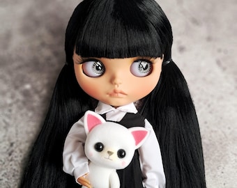 BL-13 Blythe doll, Gift for girls, Children gift, Blythe doll, doll in clothes and shoes, black straight hair Blythe doll