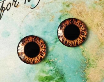 BR-16 ONE Pair BROWN eye chips for Blythe, Thin Glass Blythe Doll Eyechips