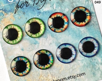 049 UN par o CUATRO pares de chips de ojos verdes, amarillos y azules para Blythe Thin Glass Neo Blythe boll eyechips Juego de ojos (pupila grande)