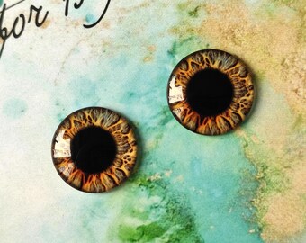 BR-10 ONE Pair BROWN eye chips for Blythe, Thin Glass Blythe Doll Eyechips