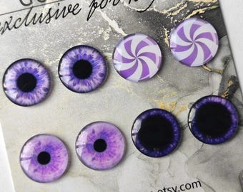CL-03 Payaso morado - UN par o CUATRO pares de chips de ojos morados para muñecas Blythe Thin Glass Neo Blythe Juego de ojos