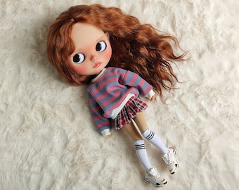 Leuke set kleding voor Blythe-pop, set ROZE oversized trui, rok, sokken en schoenen voor pop, sweater, kledingset ob24 ob22 outfit
