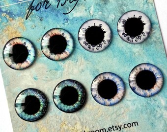 109 UN par o CUATRO pares de chips de ojos verdes y azules para Blythe Thin Glass Neo Blythe boll eyechips Juego de ojos (pupila grande)