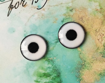 W-04 Halloween ONE Pair WITE eye chips for Blythe, Thin Glass Doll Eyechips Creepy eye chips