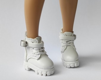 Botas blancas pequeñas para muñecas B12, zapatos de invierno con suela de tractor, botas Blythe ob24 ob22 Obitsu Azone, zapatos para muñecas de escala 1/6, botas con suela rugosa