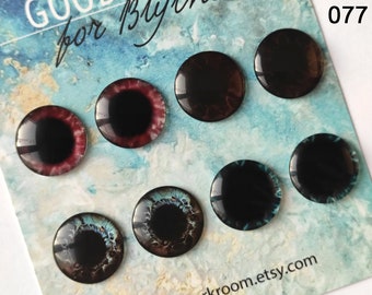 077 ONE pair or FOUR pairs dark blue and brown eye chips for Blythe Thin Glass Neo Blythe boll eyechips Eyes set