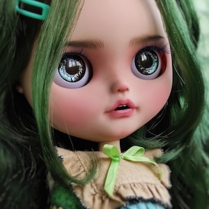 B-25 One Pair BLUE BLACK eye chips for Blythe, Thin Glass Blythe Doll Eyechips