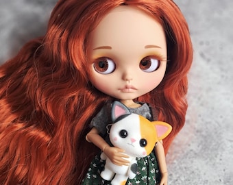 BL-05 Blythe doll, Gift for girls, Birthday gift, Blythe doll, doll in clothes and shoes, red orange wavy hair Blythe doll