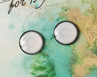 W-08 Halloween ONE Pair WITE eye chips for Blythe, Thin Glass Doll Eyechips Creepy eye chips