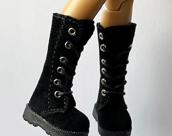 B03 BLACK suede Blythe doll high shoes Blythe doll high boots ob24 ob22 Obitsu Monst doll shoes