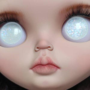Iridescent Hand Painted eyes Glitter White Glass eyes Blythe Doll Eye Chips 14mm Furby eyes S-04