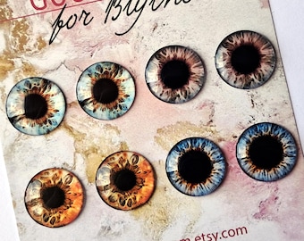 100 ONE pair or FOUR pairs brown, blue and gray eye chips for Blythe Thin Glass Neo Blythe boll eyechips Eyes set