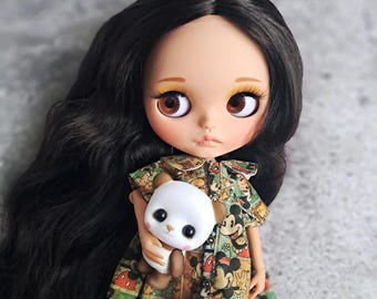BL-06 Blythe Puppe, Geschenk für Mädchen, Kinder Geschenk, Blythe Puppe, Puppe in Kleidung und Schuhe, schwarze gewellte Haare Blythe Puppe