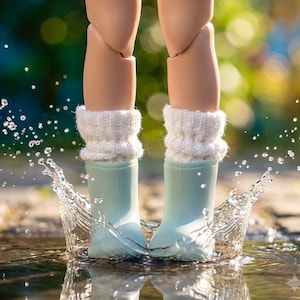 B14 TURQUOISE rubber boots for Blythe doll green rain boots Blythe doll shoes ob24 doll shoes ob22 doll shoes 1/6