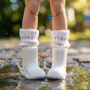 B14 WHITE rubber boots for Blythe doll green rain boots Blythe doll shoes ob24 doll shoes ob22 doll shoes 1/6